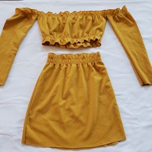 Size Small 2 Piece Gold Skirt Set